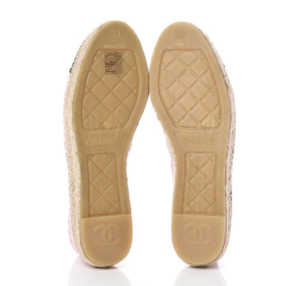 Chanel Tweed Patent CC Espadrilles 37 Pink Black 5 of 7