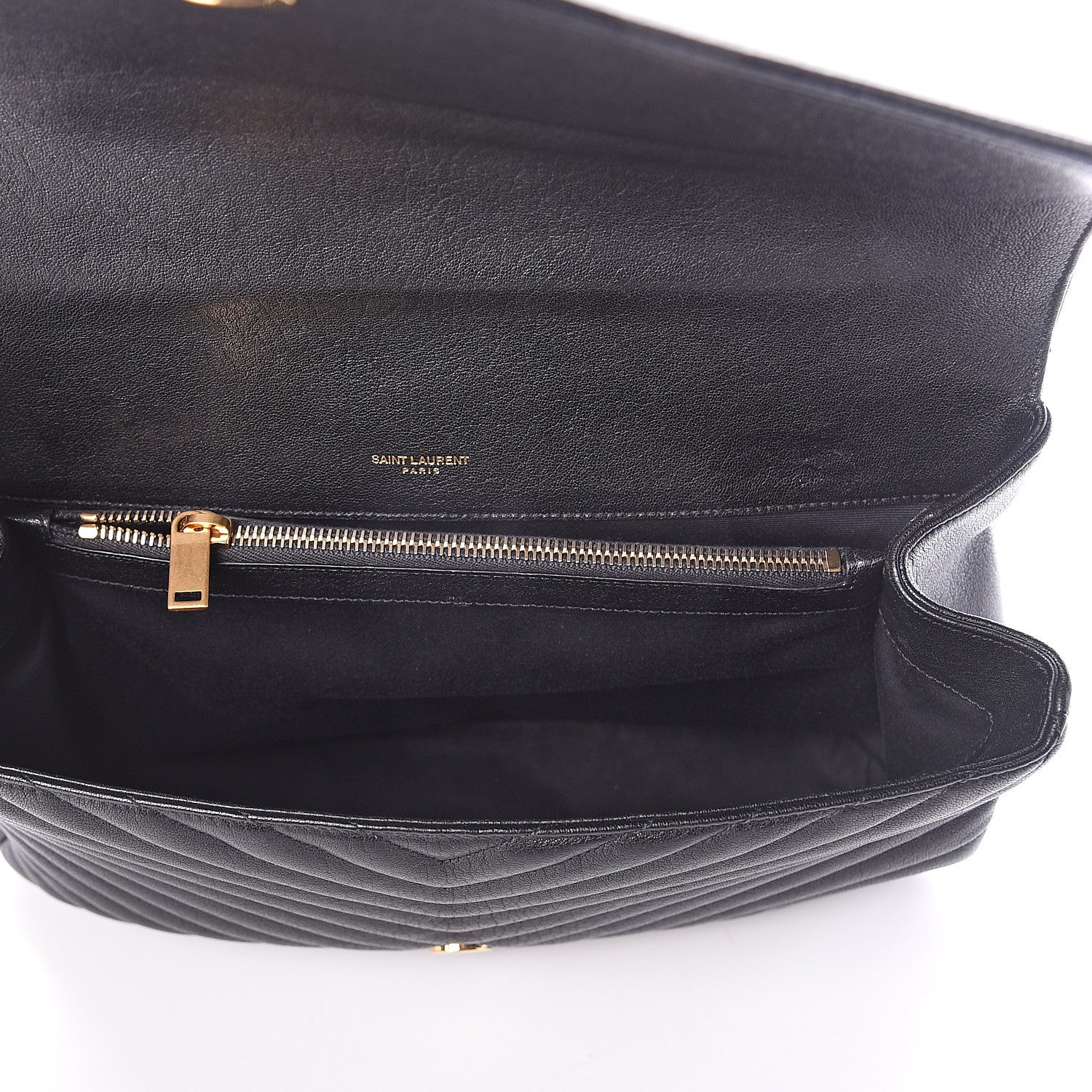 Saint Laurent Sheepskin Matelasse Chevron Monogram Large College Satchel Black 4 of 7