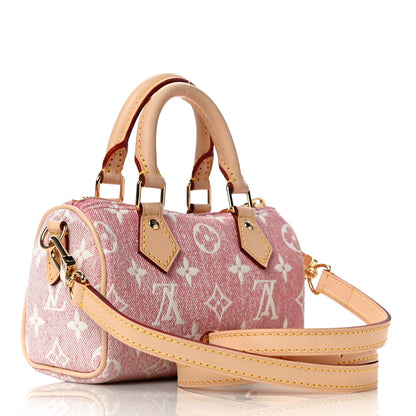 Louis Vuitton Monogram Jacquard Denim Nano Speedy Bandouliere Pink 3 of 10