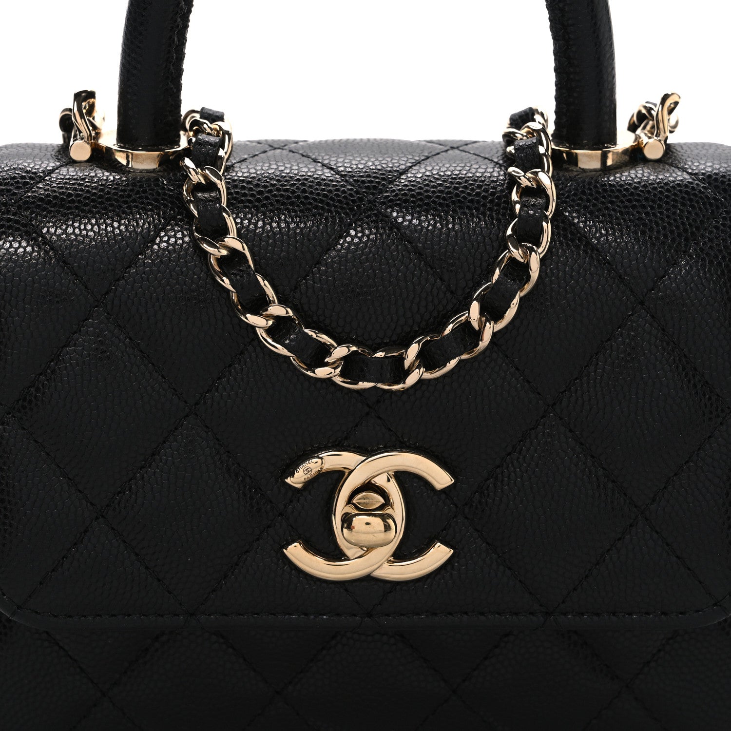 Chanel Caviar Quilted Coco Handle Clutch With Chain Black 8 of 10