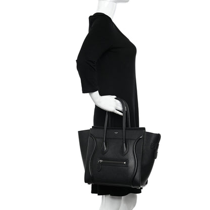 Celine Drummed Calfskin Micro Luggage Black 2 of 11