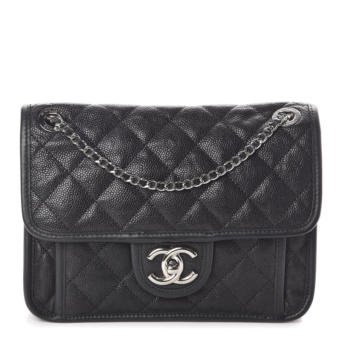 Caviar Quilted Mini French Riviera Flap Black