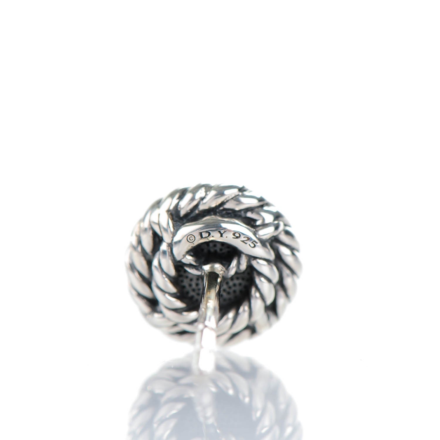 David Yurman Sterling Silver Pave Black Diamond 7mm Petite Earrings 4 of 5