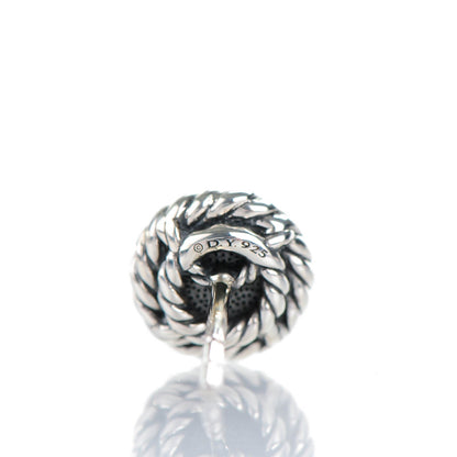 David Yurman Sterling Silver Pave Black Diamond 7mm Petite Earrings 4 of 5