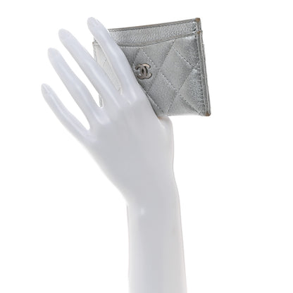 Chanel Metallic Lambskin Quilted Card Holder Silver 2 of 13