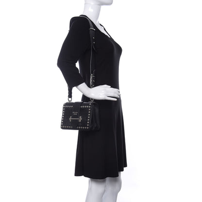 Prada Calf Hair City Calfskin Studded Cahier Bag Black 2 of 12