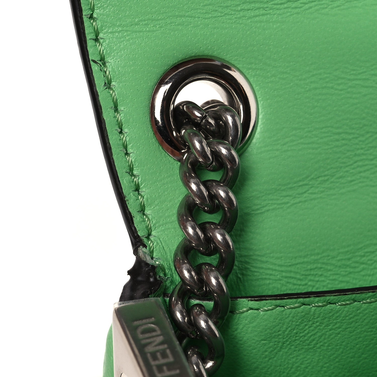 Fendi Nappa Matisse FF Embossed Nano Maxi Buckle Baguette Charm Edamame 13 of 15