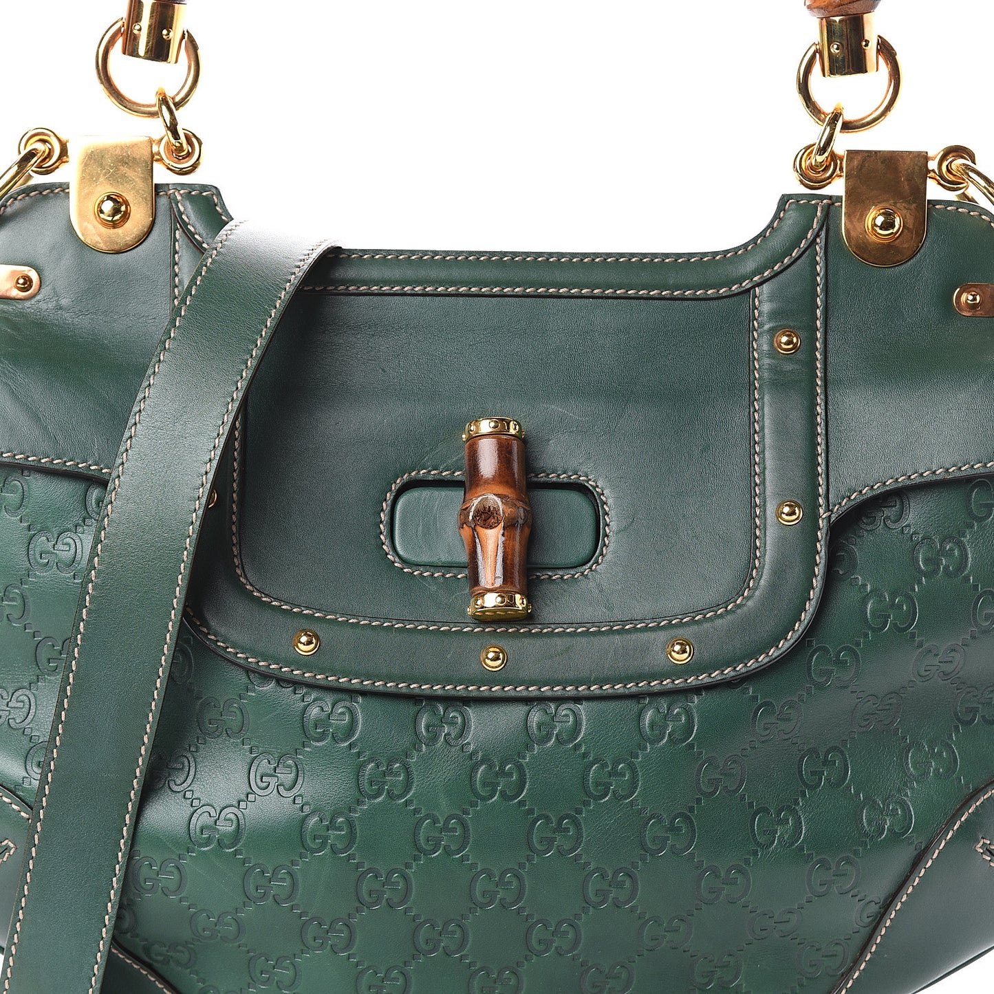 Guccissima Peggy Bamboo Top Handle Bag Green