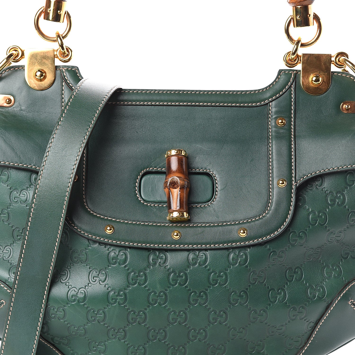 Gucci Guccissima Peggy Bamboo Top Handle Bag Green 6 of 8