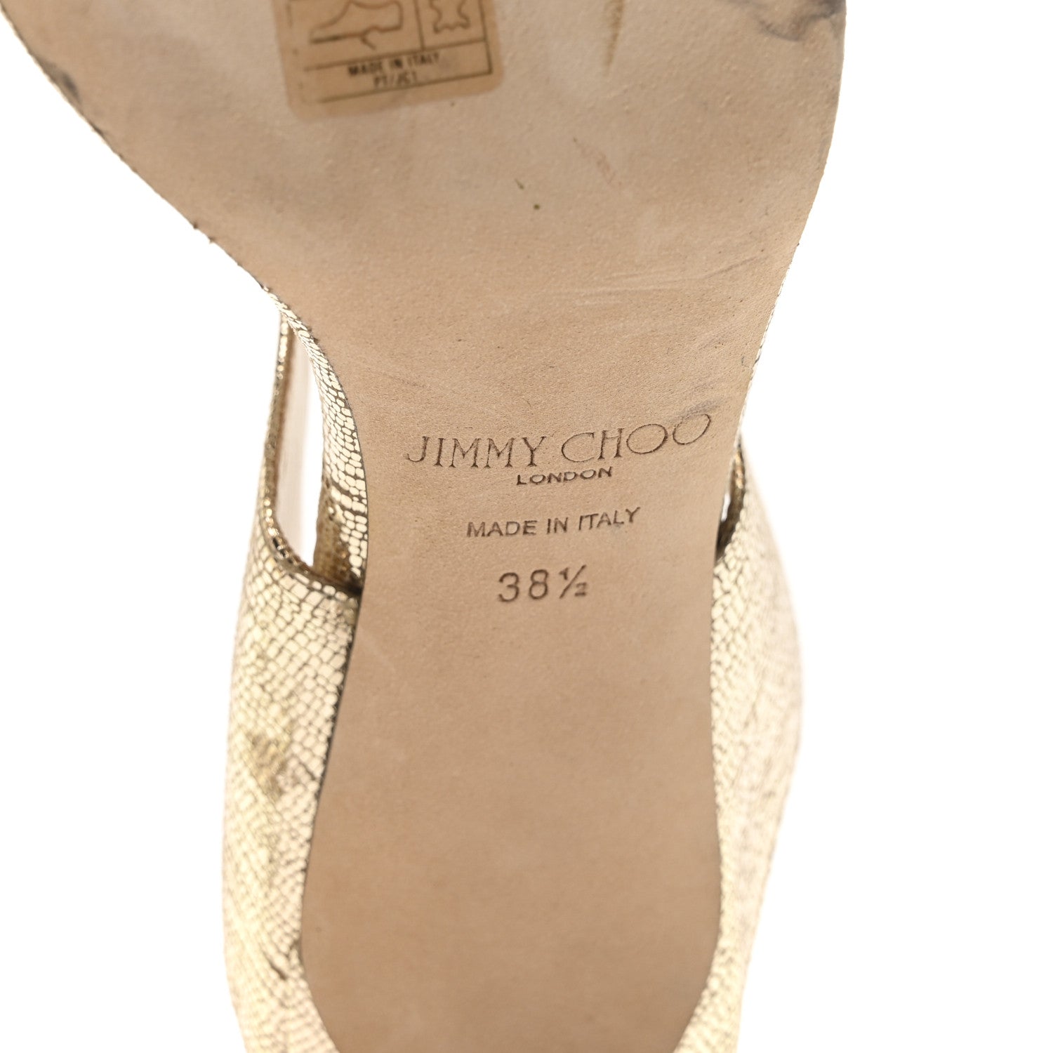 Jimmy Choo Metallic Calfskin Hira 85 Sandals 38.5 Gold 7 of 8