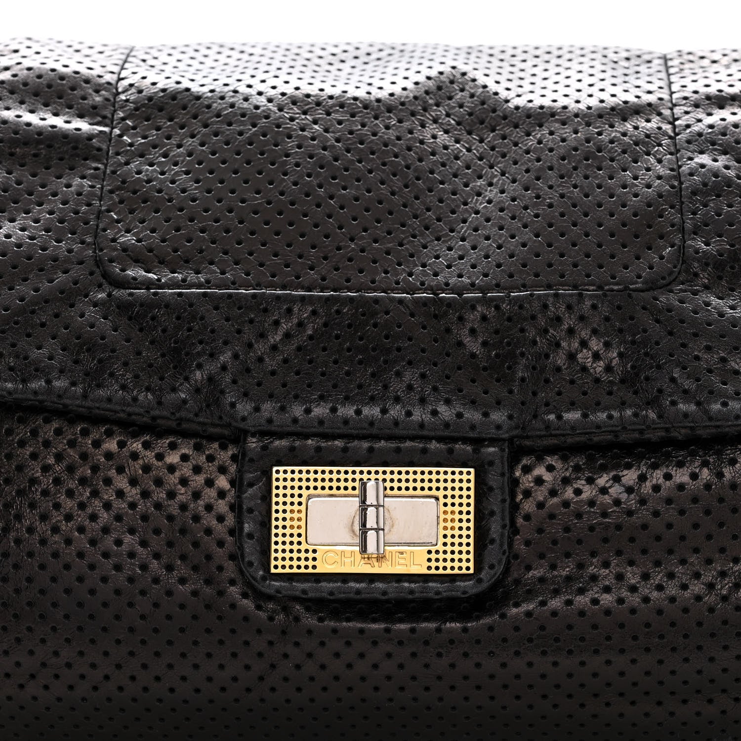 Chanel Calfskin Perforated Large Drill Accordion Flap Black 8 of 14