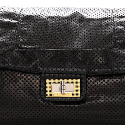 Chanel Calfskin Perforated Large Drill Accordion Flap Black 8 of 14