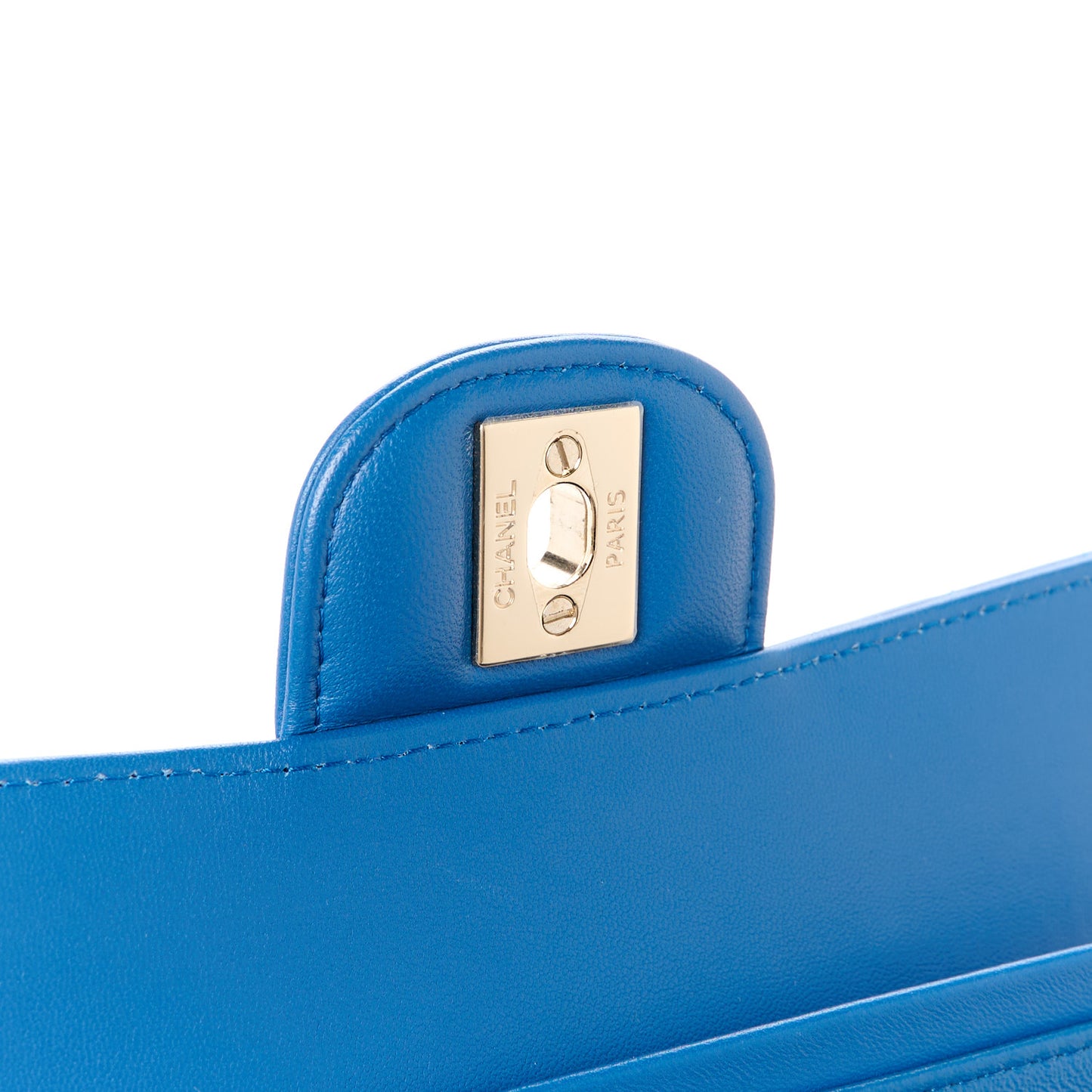 Lambskin Chevron Quilted Small Double Flap Blue