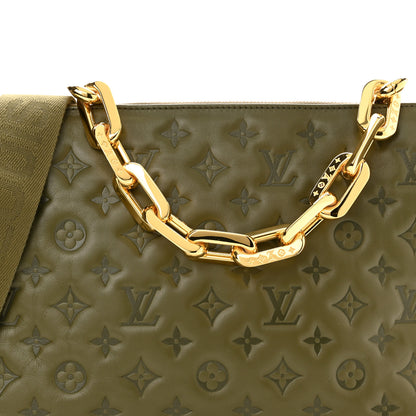 Louis Vuitton Lambskin Embossed Monogram Coussin MM Khaki 10 of 11