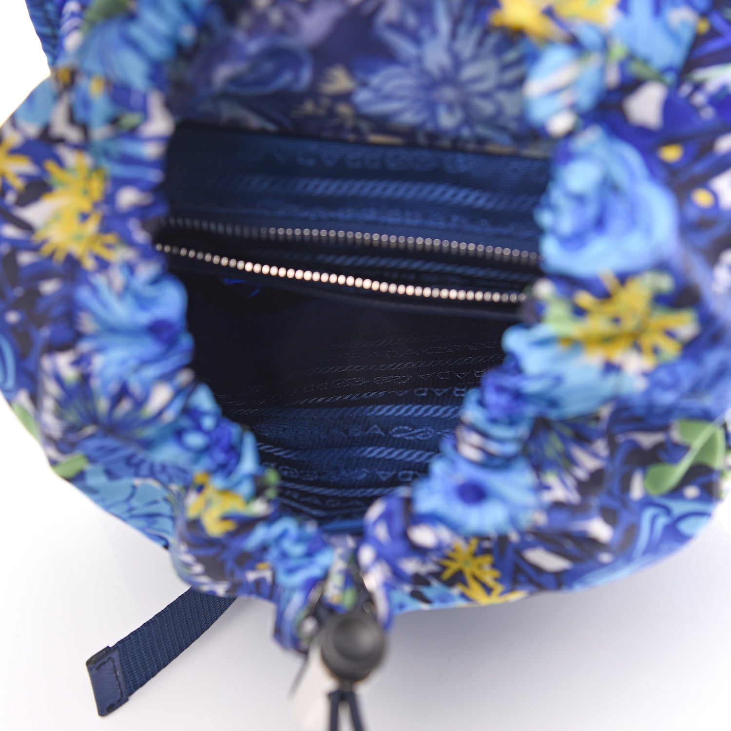 Prada Nylon Saffiano Floral Print Single Buckle Backpack Bluette Dis Primule 4 of 8