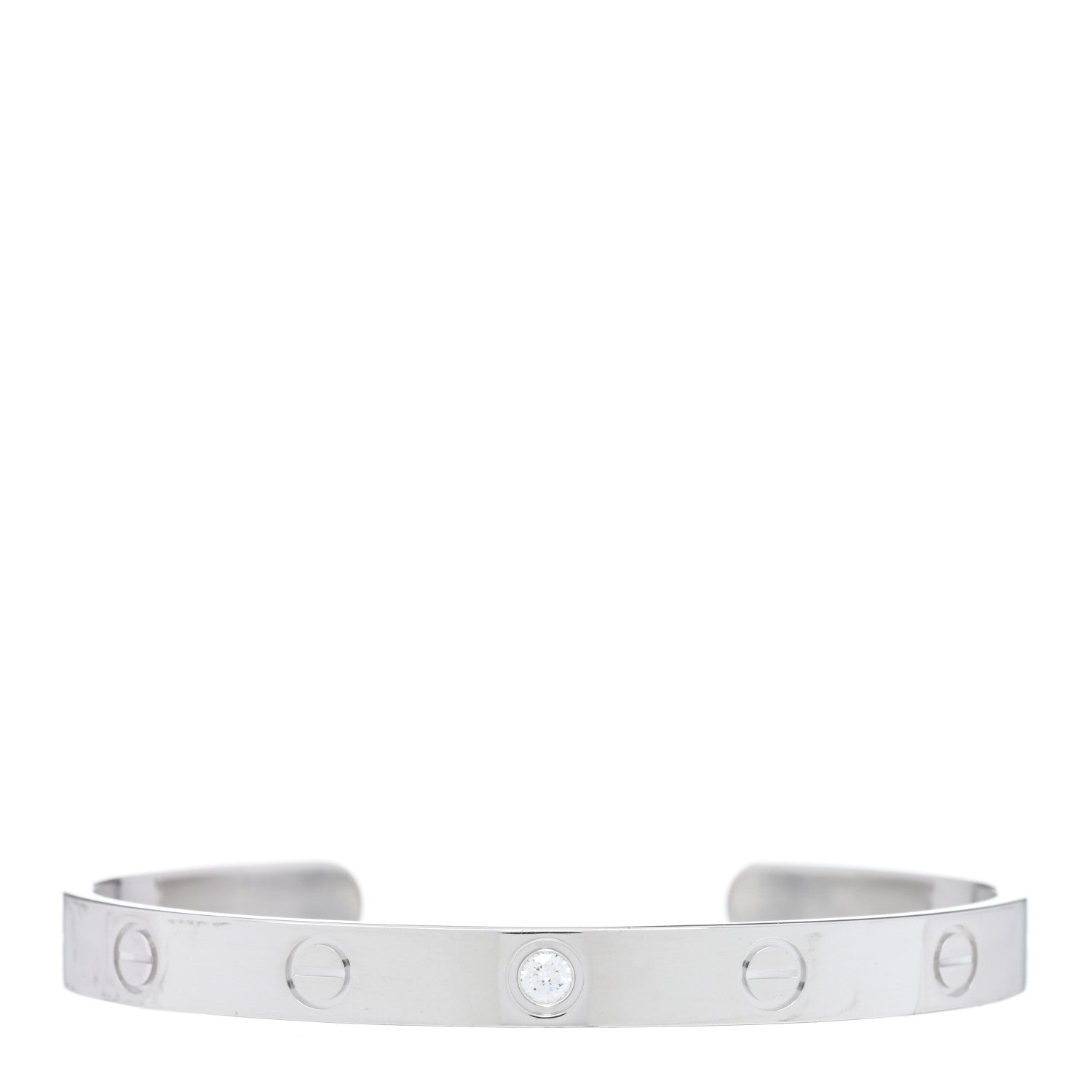 Cartier 18K White Gold 1 Diamond LOVE Cuff Bracelet 17 1 of 3