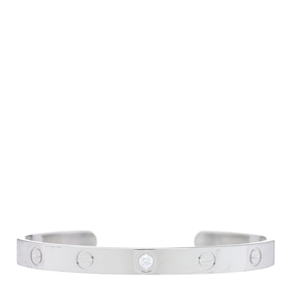 Cartier 18K White Gold 1 Diamond LOVE Cuff Bracelet 17 1 of 3