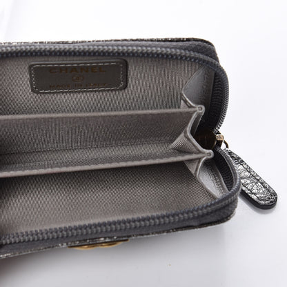 Chanel Cracked Metallic Calfskin Quilted Boy Zip Around Coin Purse Wallet Dark Silver 5 of 8