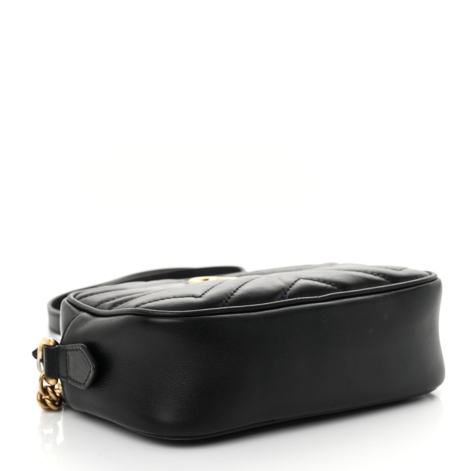 Gucci Calfskin Matelasse Mini GG Marmont Chain Shoulder Bag Black 4 of 15