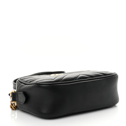 Gucci Calfskin Matelasse Mini GG Marmont Chain Shoulder Bag Black 4 of 15