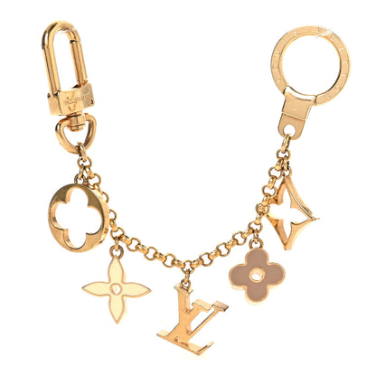 Louis Vuitton Brass Enamel Fleur De Monogram Bag Charm Chain Gold 1 of 4
