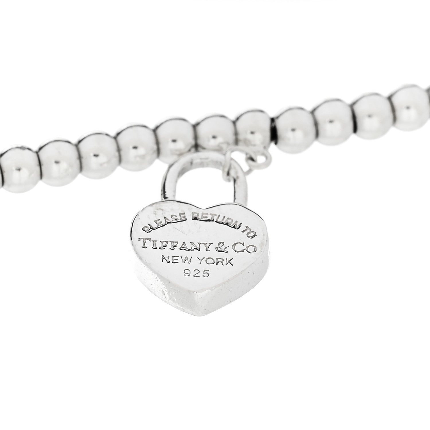 Tiffany Sterling Silver 3mm Return to Tiffany Heart Lock Bead Bracelet 3 of 4