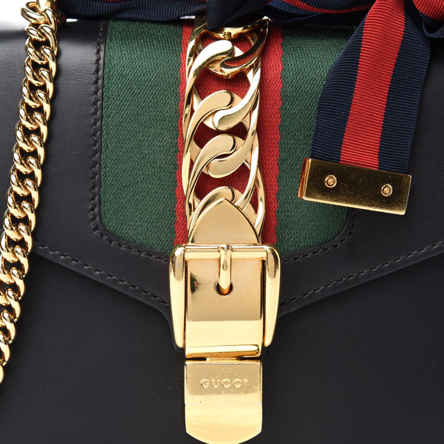 Calfskin Mini Sylvie Chain Shoulder Bag Black