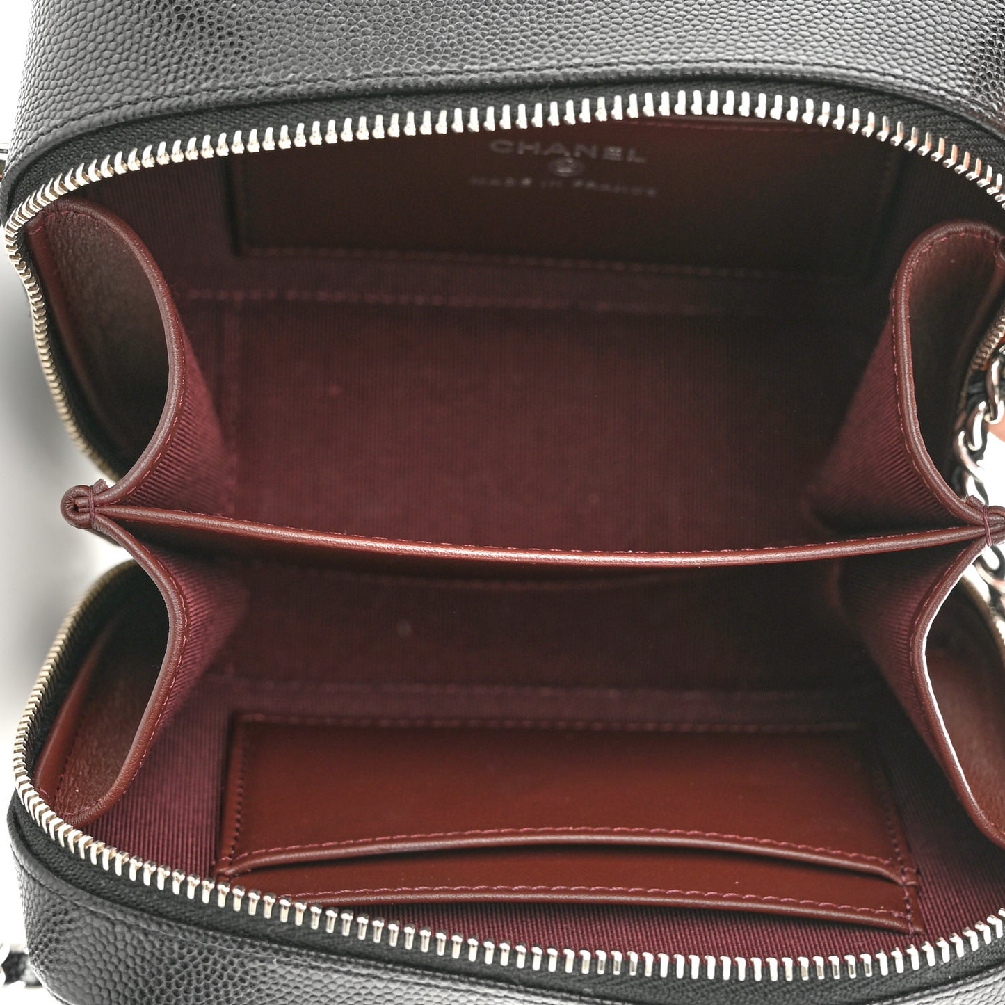 Caviar Quilted CC Vanity Case With Chain Black