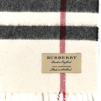 Burberry Cashmere Giant Check Fringe Scarf Ivory 4 of 4