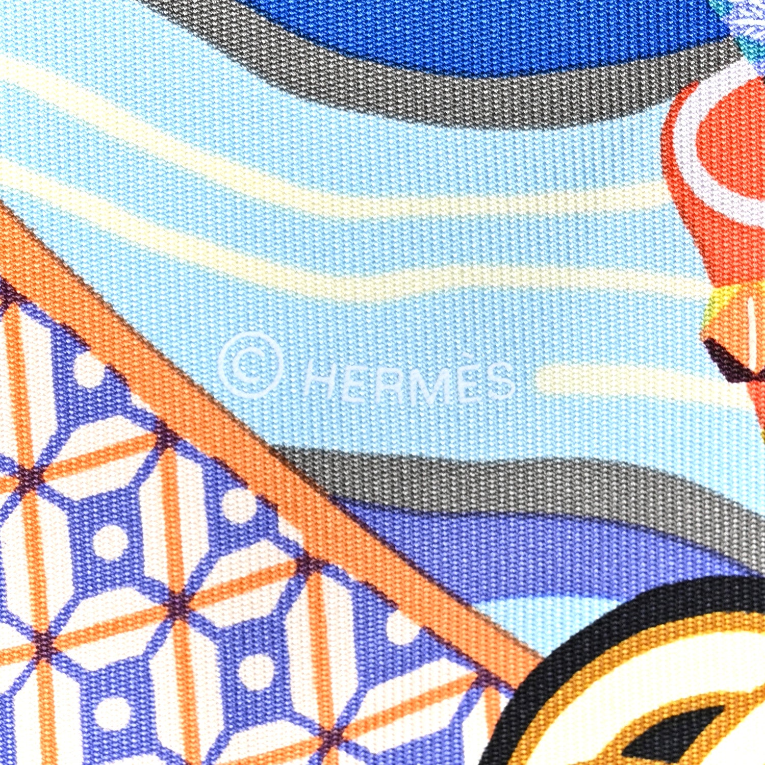 Hermes Silk Twill Duo Cosmique Scarf 90 Rose Pale Bleu Orange 4 of 5