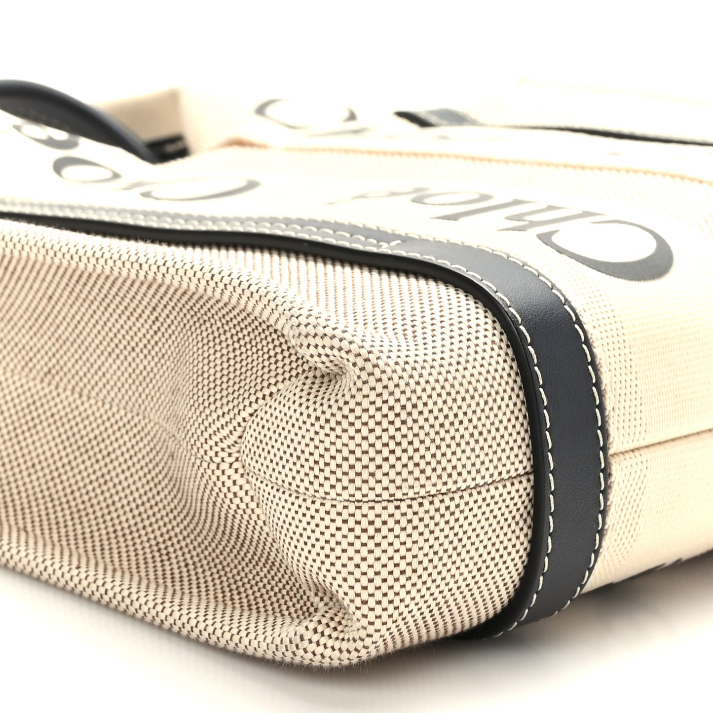 Cotton Calfskin Small Woody Ribbon Tote White