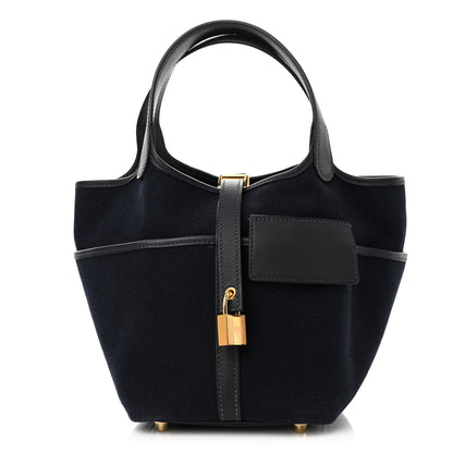 Hermes Toile Goeland Swift Cargo Picotin Lock 18 Bleu Marine 1 of 11