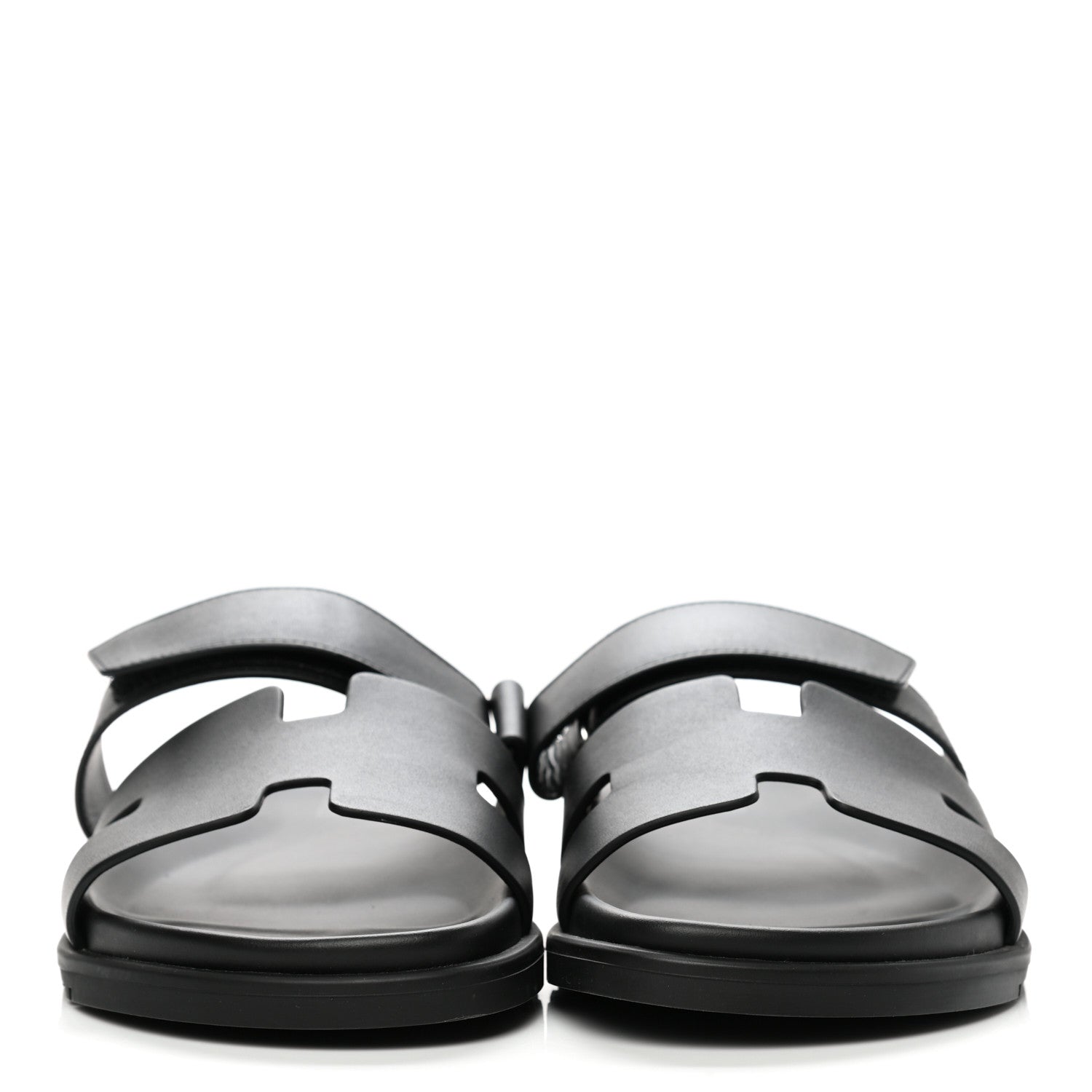 Hermes Calfskin Mens Chypre Sandals 41 Black 2 of 9