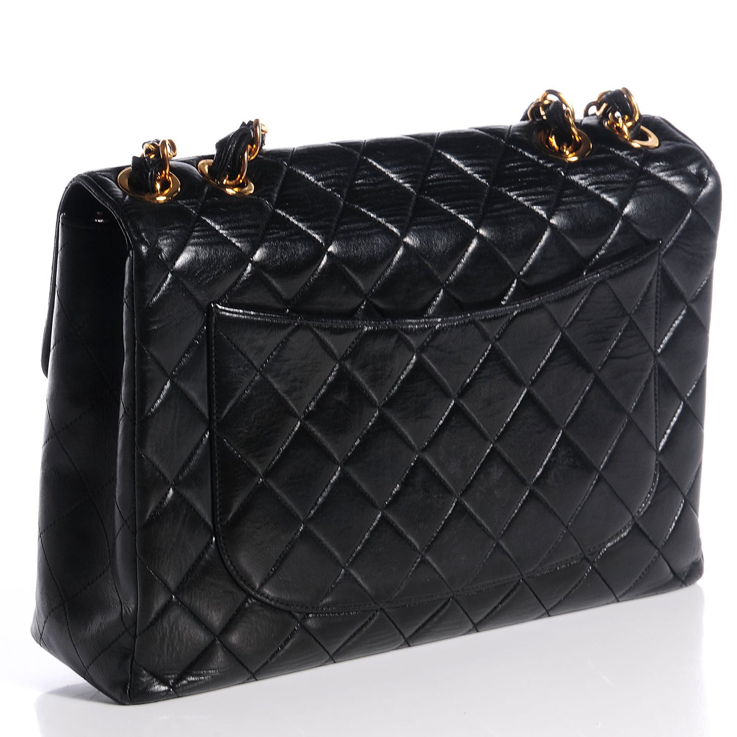 Lambskin Quilted Jumbo Flap Black