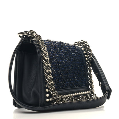 Chanel Calfskin Pearl Tweed Small Boy Flap Black 3 of 12