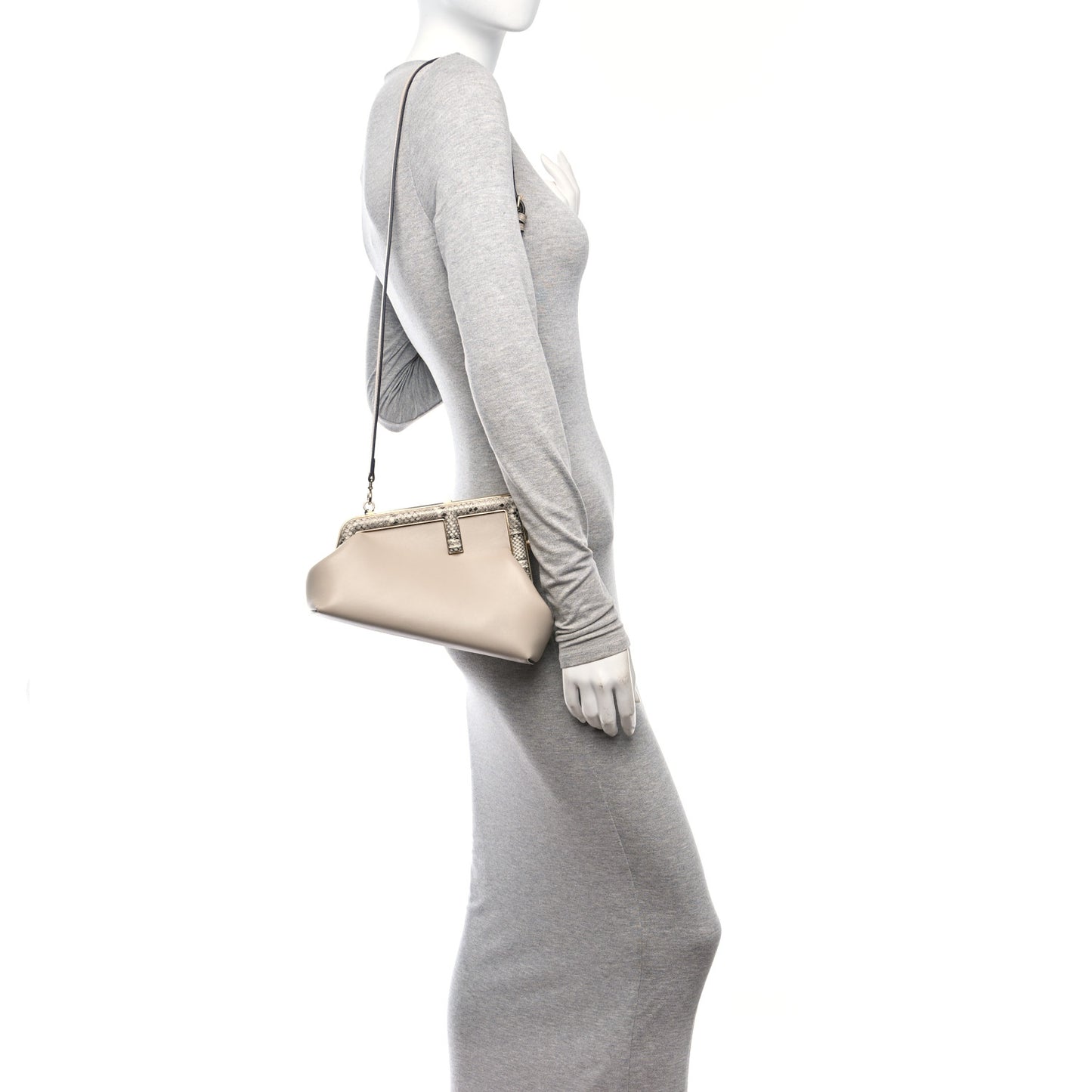 Shiny Nappa Snakeskin Small Fendi First Nuvola Roccia