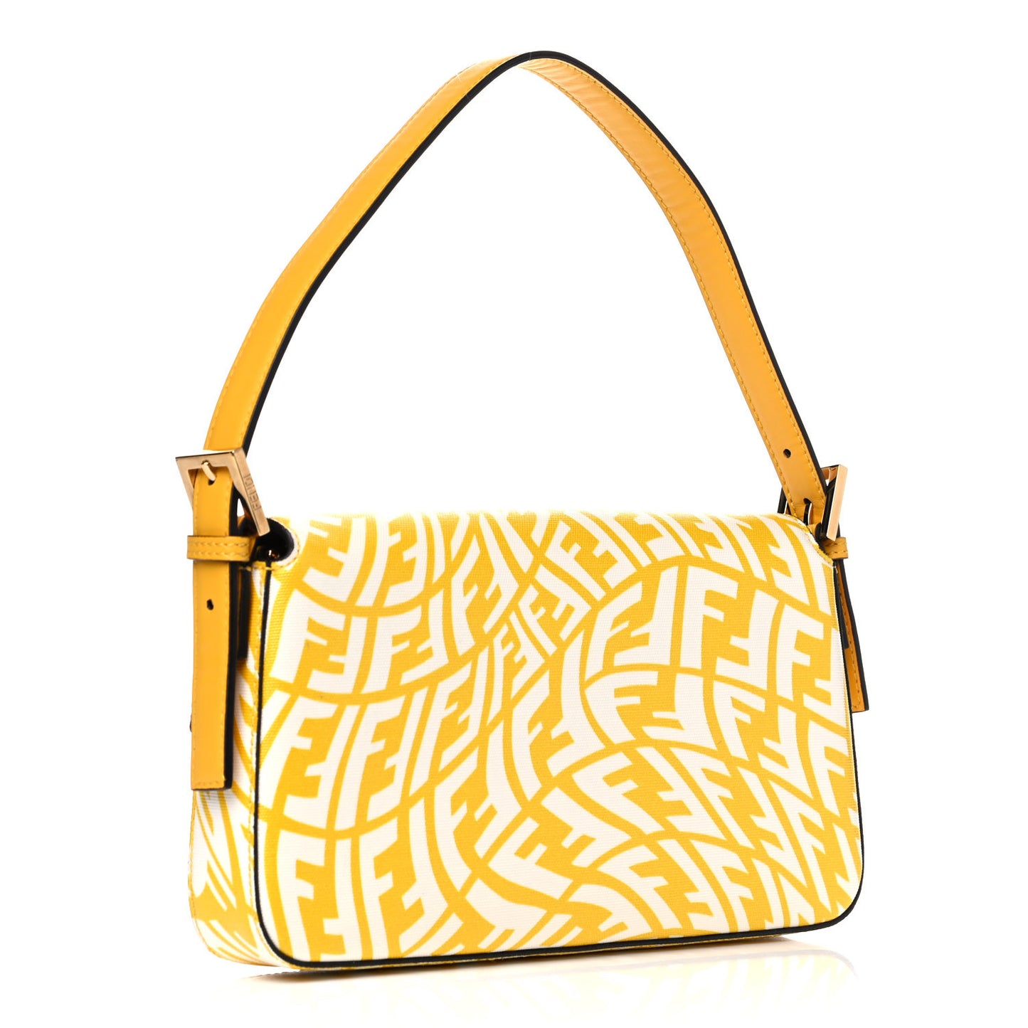 X SARAH COLEMAN Glazed Canvas Vitello King FF Vertigo Baguette 1997 Mimosa White