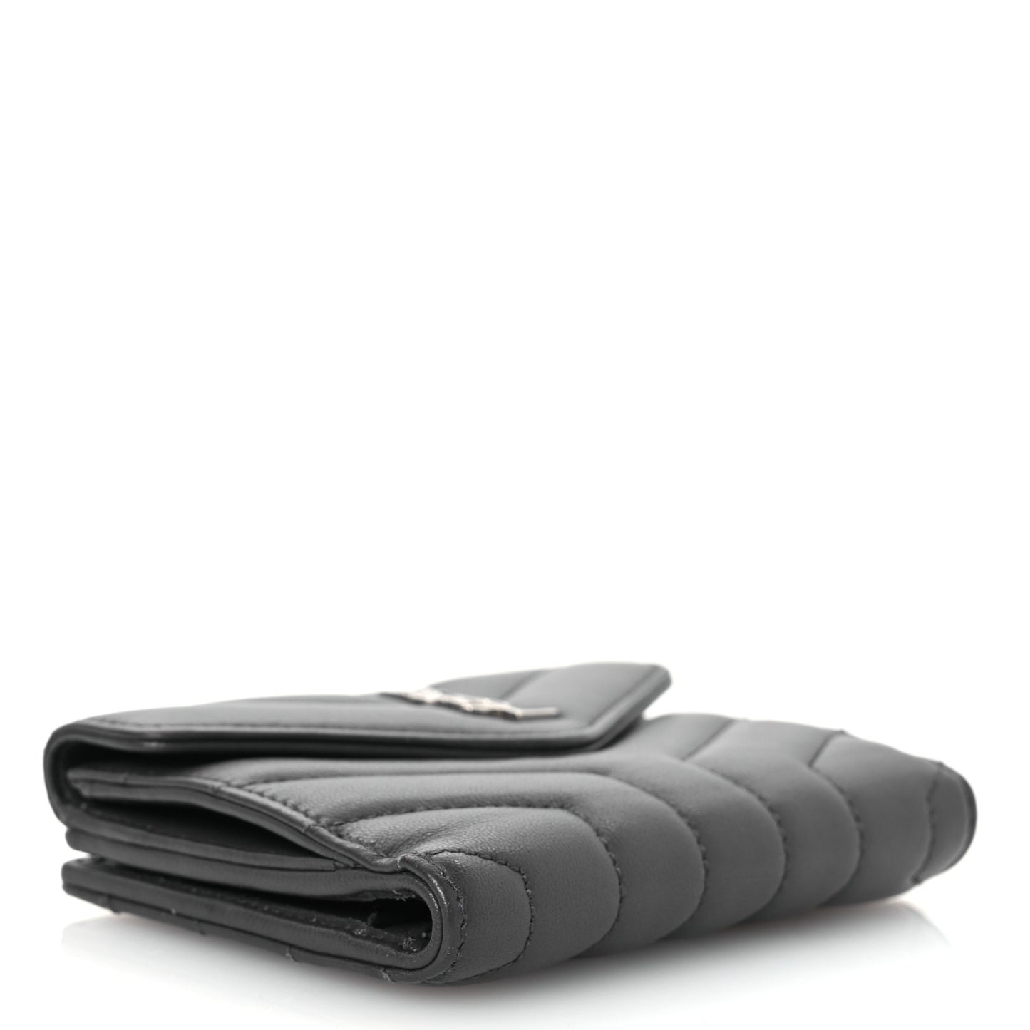 Lambskin Y Quilted Monogram Compact Loulou Wallet Asphalt