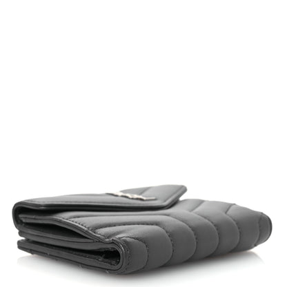 Saint Laurent Lambskin Y Quilted Monogram Compact Loulou Wallet Asphalt 4 of 9