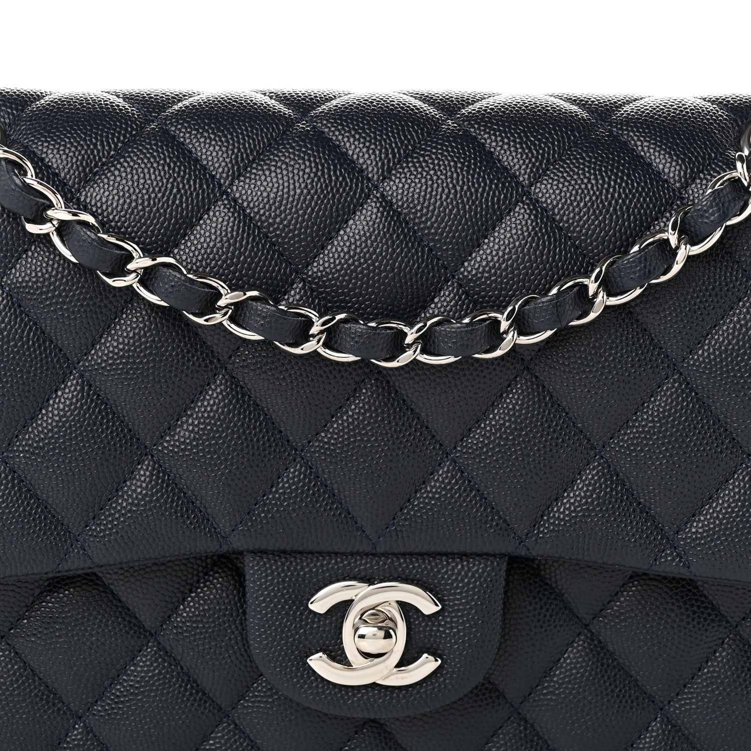 Chanel Caviar Quilted Medium Double Flap Navy 8 of 11