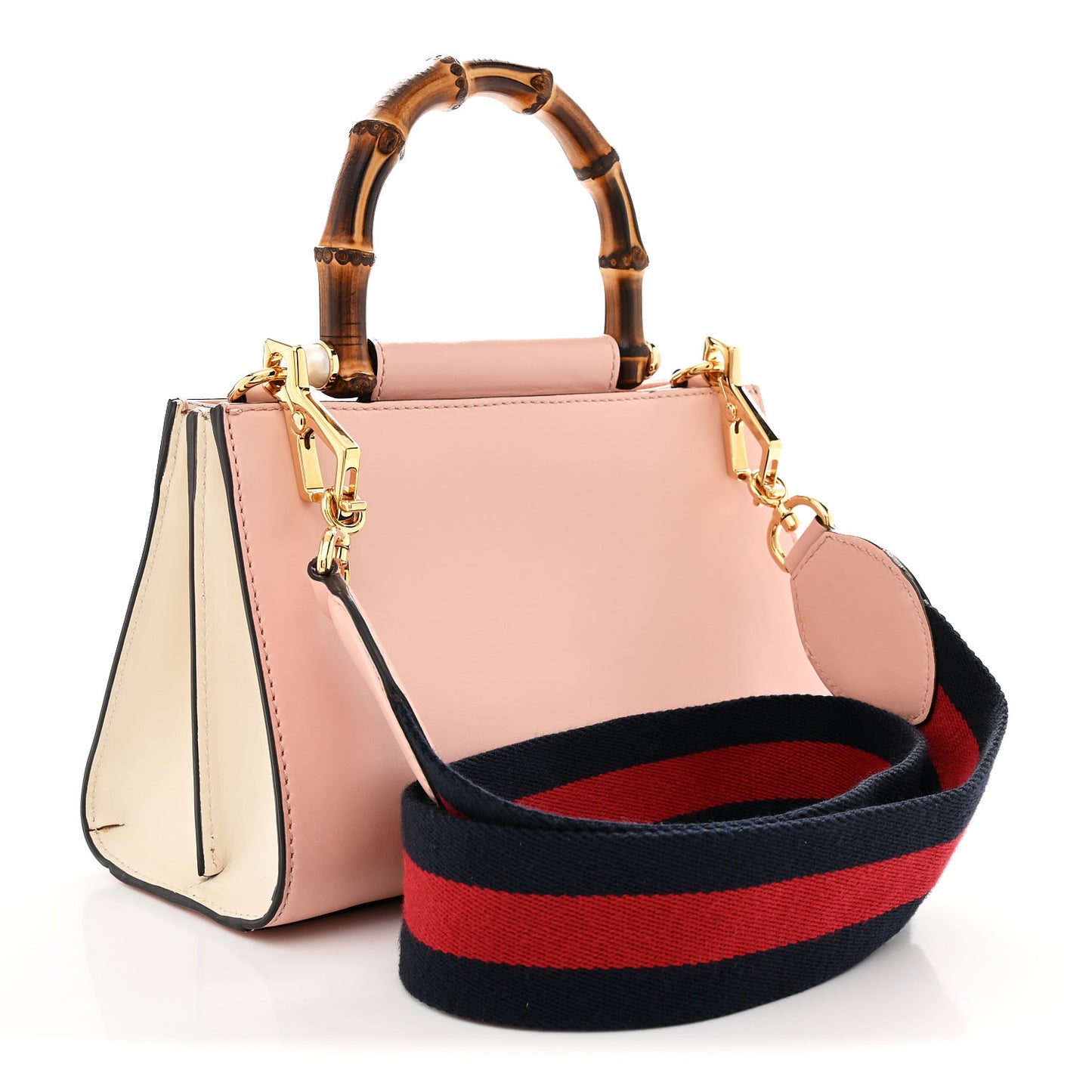 Nappa Bamboo Web Mini Nymphaea Top Handle Bag Perfect Pink Mystic White