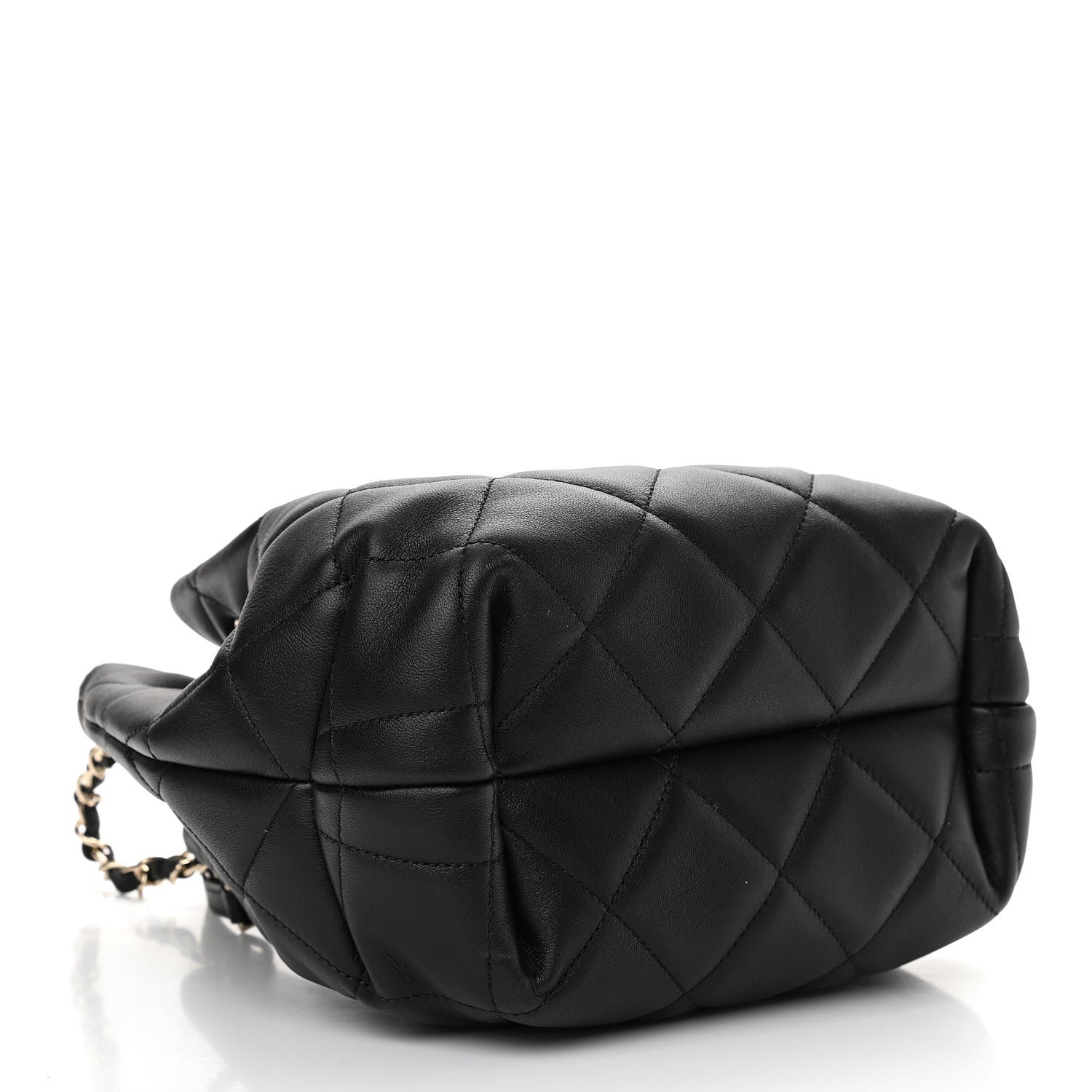 Chanel Lambskin Quilted CC Dweller Drawstring Bucket Bag Black 4 of 10