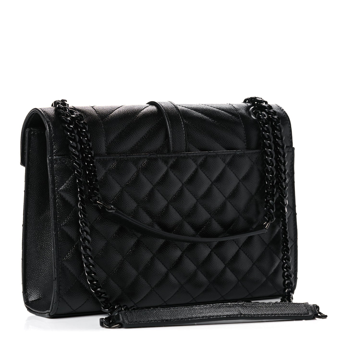Grain De Poudre Textured Mixed Matelasse Triquilt Medium Monogram Satchel Black