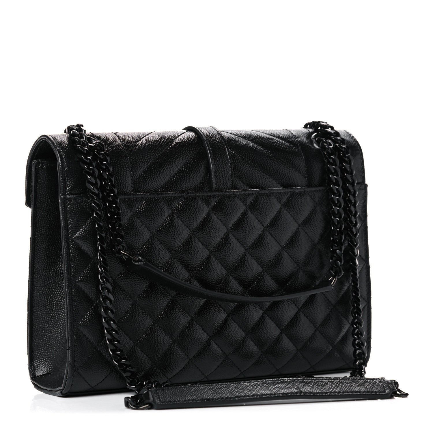Saint Laurent Grain De Poudre Textured Mixed Matelasse Triquilt Medium Monogram Satchel Black 3 of 13