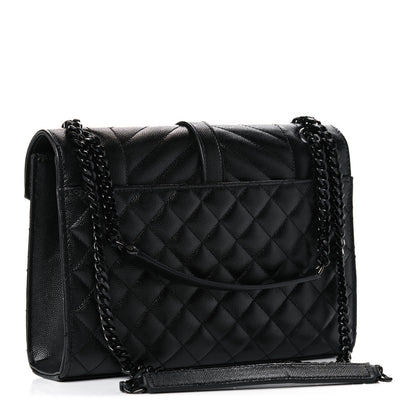 Saint Laurent Grain De Poudre Textured Mixed Matelasse Triquilt Medium Monogram Satchel Black 3 of 13