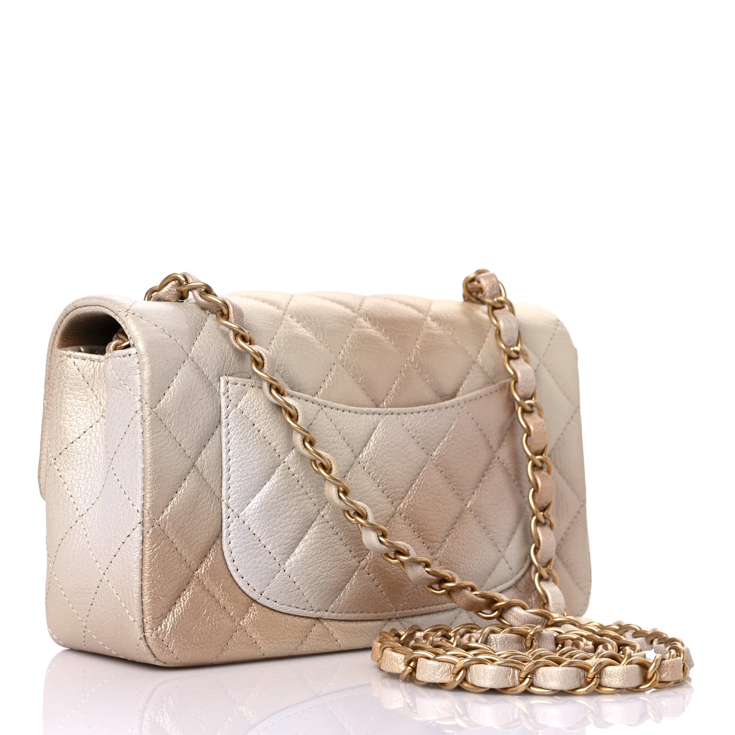 Chanel Metallic Goatskin Quilted Mini Rectangular Flap Gold 3 of 10