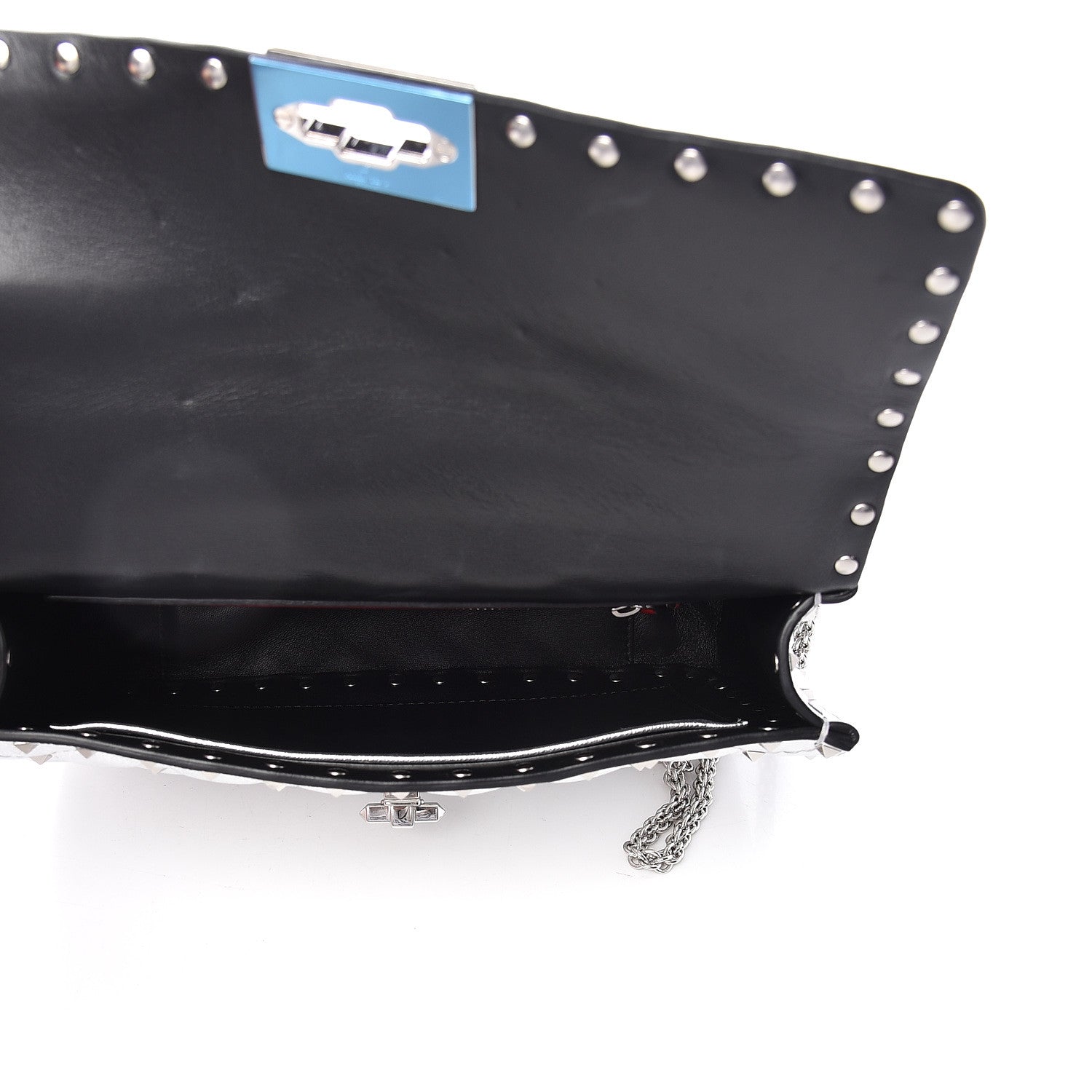 Valentino Garavani Metallic Nappa Medium Rockstud Spike Shoulder Bag Silver 5 of 11