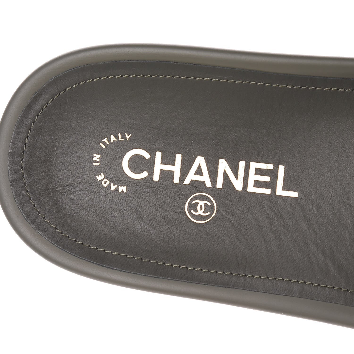 Chanel Canvas Chain Flat Sandals 42 Khaki 8 of 9