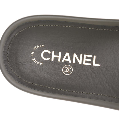 Chanel Canvas Chain Flat Sandals 42 Khaki 8 of 9