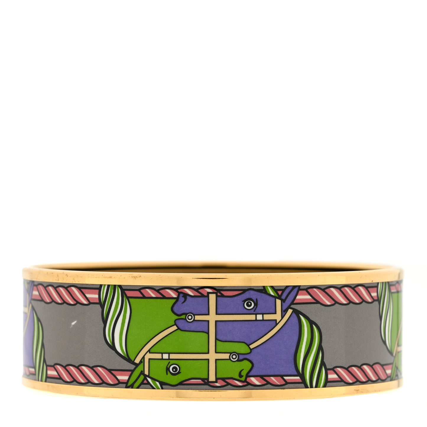 Enamel Printed Horse Motif Wide Bracelet 65